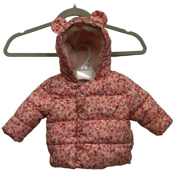 Old Navy Other - Old Navy Baby Girls' Water-Resistant Floral Puffer Jacket With Bear Ears 3-6 Mon